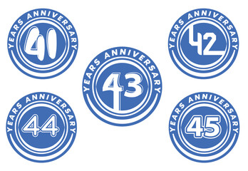 41 to 45 years anniversary logo and sticker design bundle