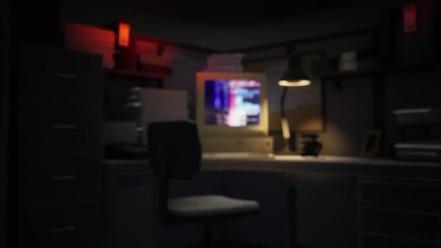 Hacking a computer system in a dark office 