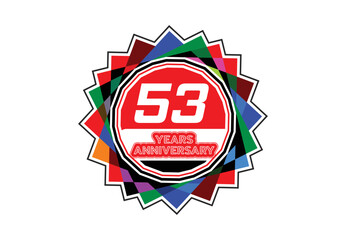 53 years anniversary logo and sticker design template