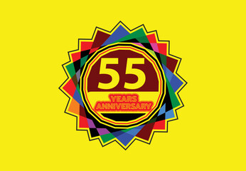 55 years anniversary logo and sticker design template