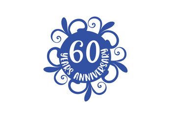 60 years anniversary logo and sticker design template