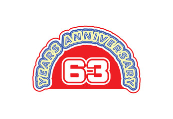 63 years anniversary logo and sticker design template