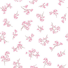 Seamless pattern of abstract botanical twigs,