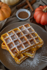 Fall breakfast with autumn waffles