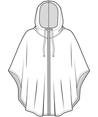poncho hoodie flat sketch vector illustration