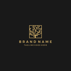 Oak tree logo. Nature Oak tree line icon symbol Vector illustration