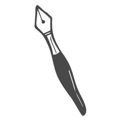 Vector monochrome illustration of ink pen logo.