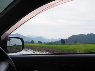 Fototapeta na wymiar driving on the road in mountains