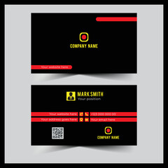 red and black Modern professional business card template