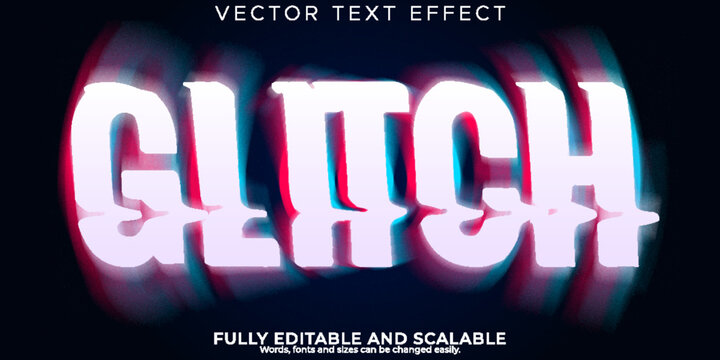 Glitch Vhs Text Effect, Editable Error And Hacker Text Style