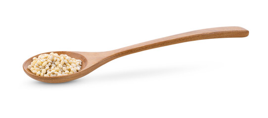 pile of pearl barley in wood spoon isolated on transparent png