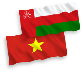 Flags of Sultanate of Oman and Vietnam on a white background