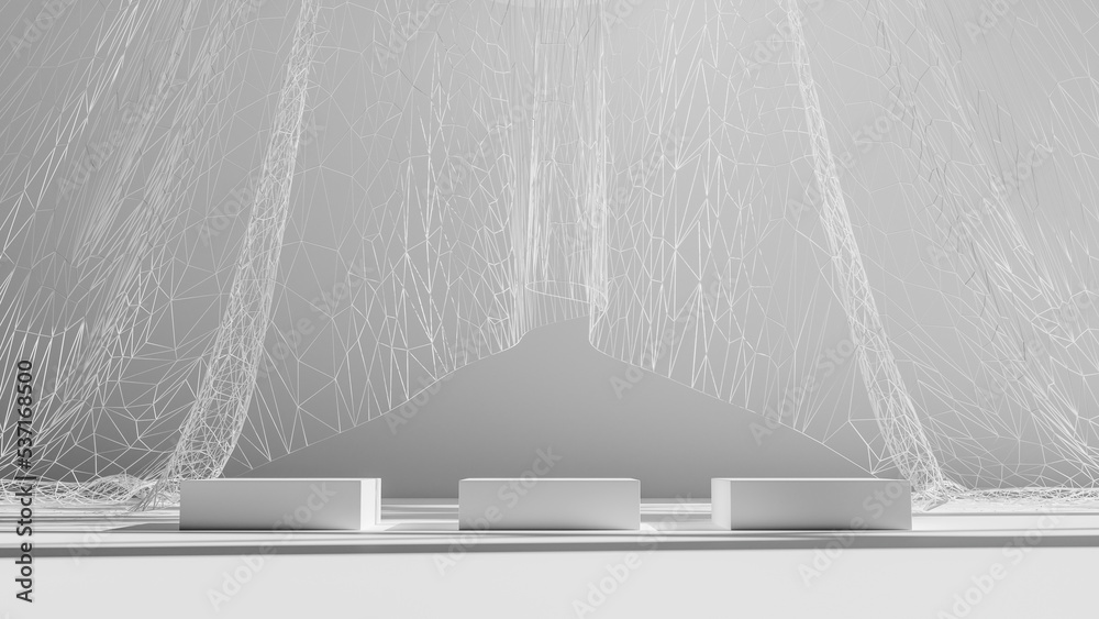 Poster 3d rendering  background podium. display stand . Abstract minimal scene with geometric forms. White background