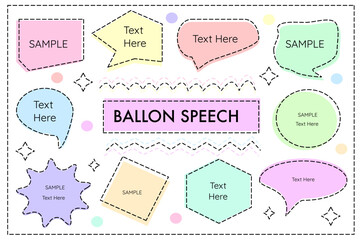 Frame line set of labels and stickers decoration curve, circle, decoration bubble speech vector cute illustration