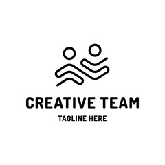 Creative team work logo template. Vector linear human resources illustration. Conceptual people recruit design idea
