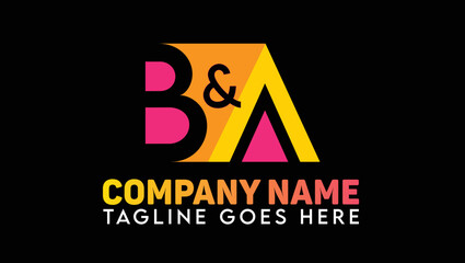 Initial letter BA or B&A Monogram logo Colorful template design