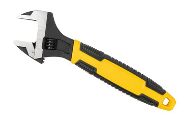 Obraz premium Adjustable wrench isolated in white background. New steel adjustable wrench isolated.