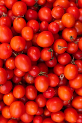 Ripe tomatoes on the market counter