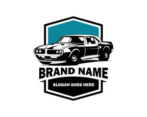 Fototapeta premium Classic car logo circle emblem vector illustration isolated