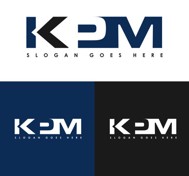 Design of alphabet modern letter logo combination kpm k p m for a company or business