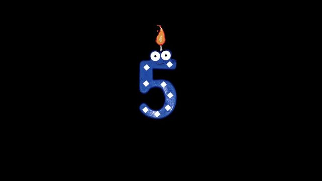 Ten to zero countdown with numerical candles in movement. Stop motion animation.