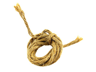 brown hemp rope isolated on white background.Selection focus.