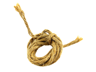 brown hemp rope isolated on white background.Selection focus.