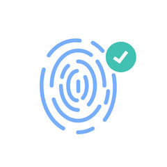 Vector flat illustration of fingerprint icon isolated on white background. Digital security authentication.