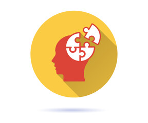 Mental health icon with long shadow for graphic and web design.