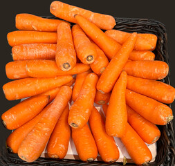 Carrot with wooden basket , Organic Carrot 