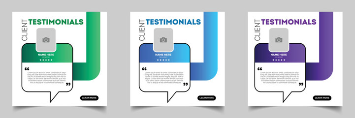 Customer feedback testimonial social media post web banner template. client feedback review social media templates