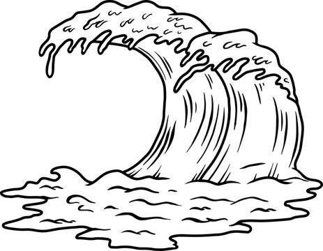 Illustration of ocean wave. Design element for poster, emblem, banner, sign, t shirt. Vector illustration