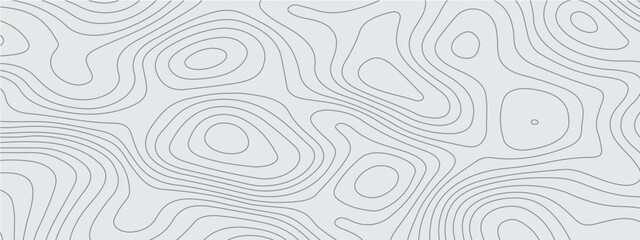 Black and white wavy abstract topographic map contour, lines Pattern background. Topographic map and landscape terrain texture grid. Wavy banner and color geometric form. Vector illustration.