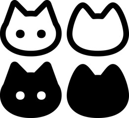 シンプルな猫の顔アイコンセット