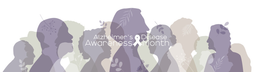 Alzheimer's Disease Awareness Month banner. - obrazy, fototapety, plakaty