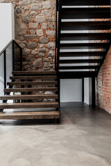 New wooden stairs in apartment