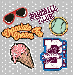 Set of fashion patches and badges. Girl gang. 