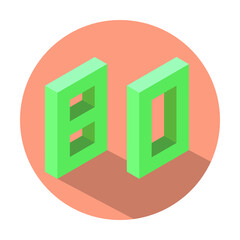 Isometric green number 80 with shadow in Light Salmon color circle