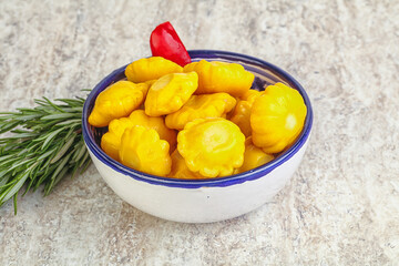 Pickled yellow patisson natural snack