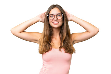 Young pretty woman over isolated background laughing