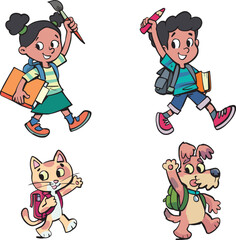 children and pets go to school