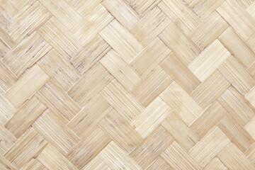 Old bamboo weave texture background, pattern of woven rattan mat in vintage style.