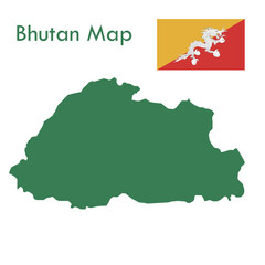 green bhutan map with national flag