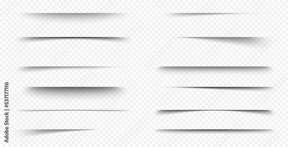 Wall mural shadow strips, realistic lines overlay effect isolated on transparent background. gradient borders w
