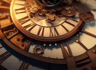 Abstract vintage clock. Digital art