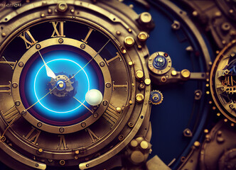 Naklejka premium Abstract vintage clock. Digital art