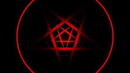Blinking red pentagram symbols tunnel animation - Powered by Adobe