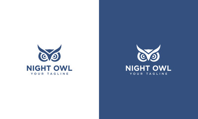Minimalist night owl logo design