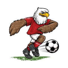 mascot soccer team with soccer ball