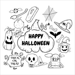 set of halloween vector illustration